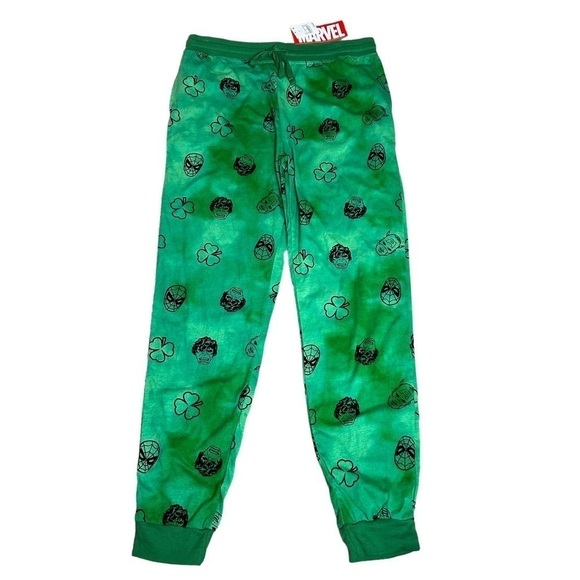 Marvel Green Classic Super Hero Jogger Lounge Pant Drawstring Waist Sz.L - Picture 1 of 14